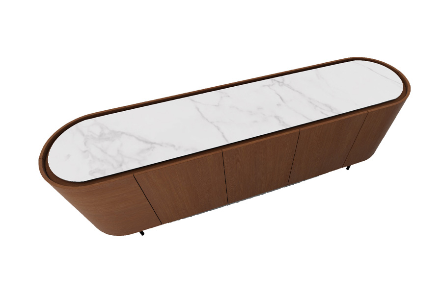 lake wood and marble cabinet