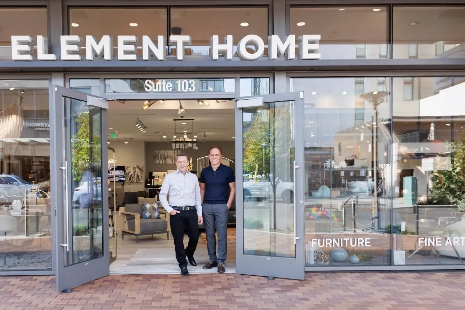 ELEMENT HOME showroom exterior with open entrance and storefront signage